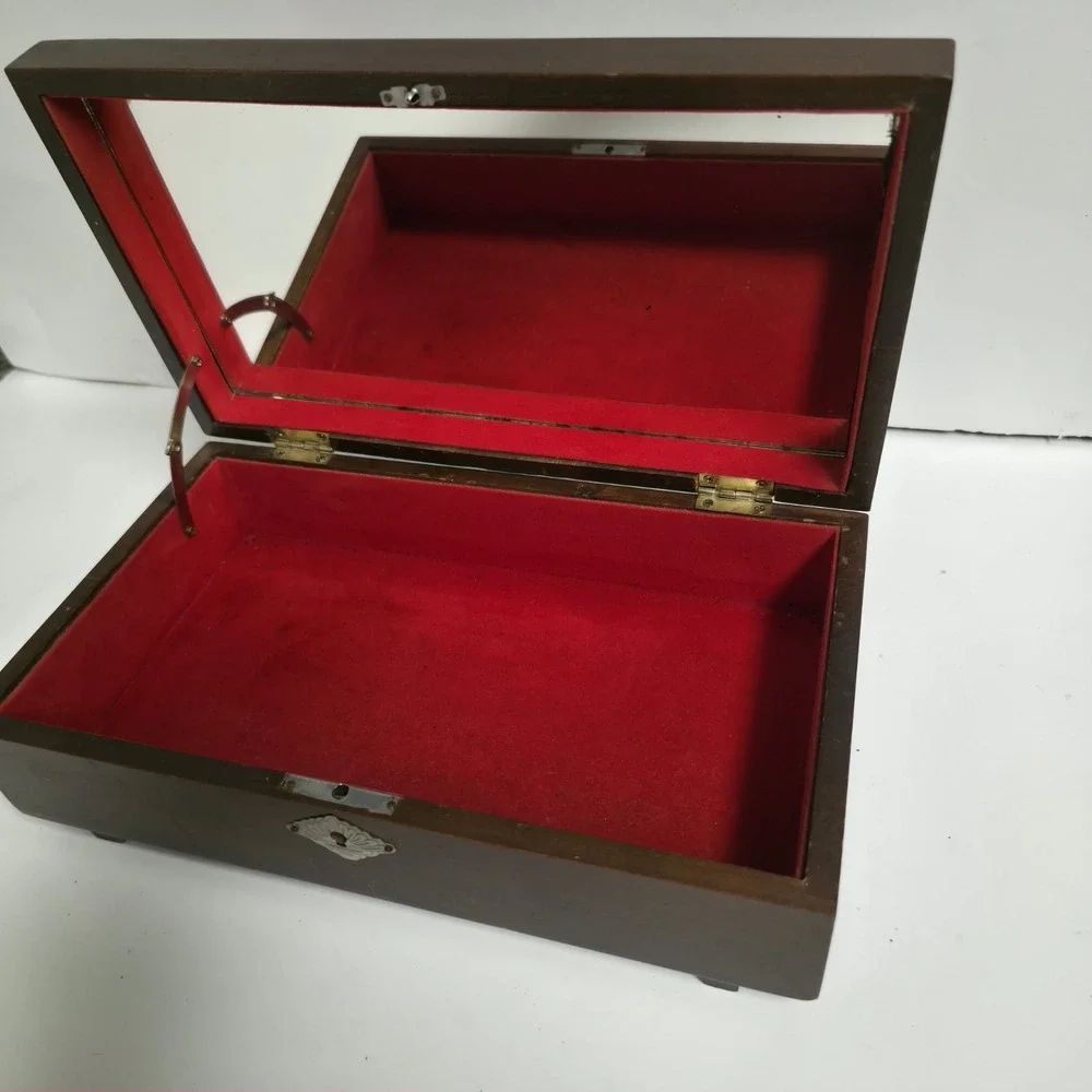 Vintage Hand Carved Wooden Jewelry Box Floral Relief Etched Trinket Chest